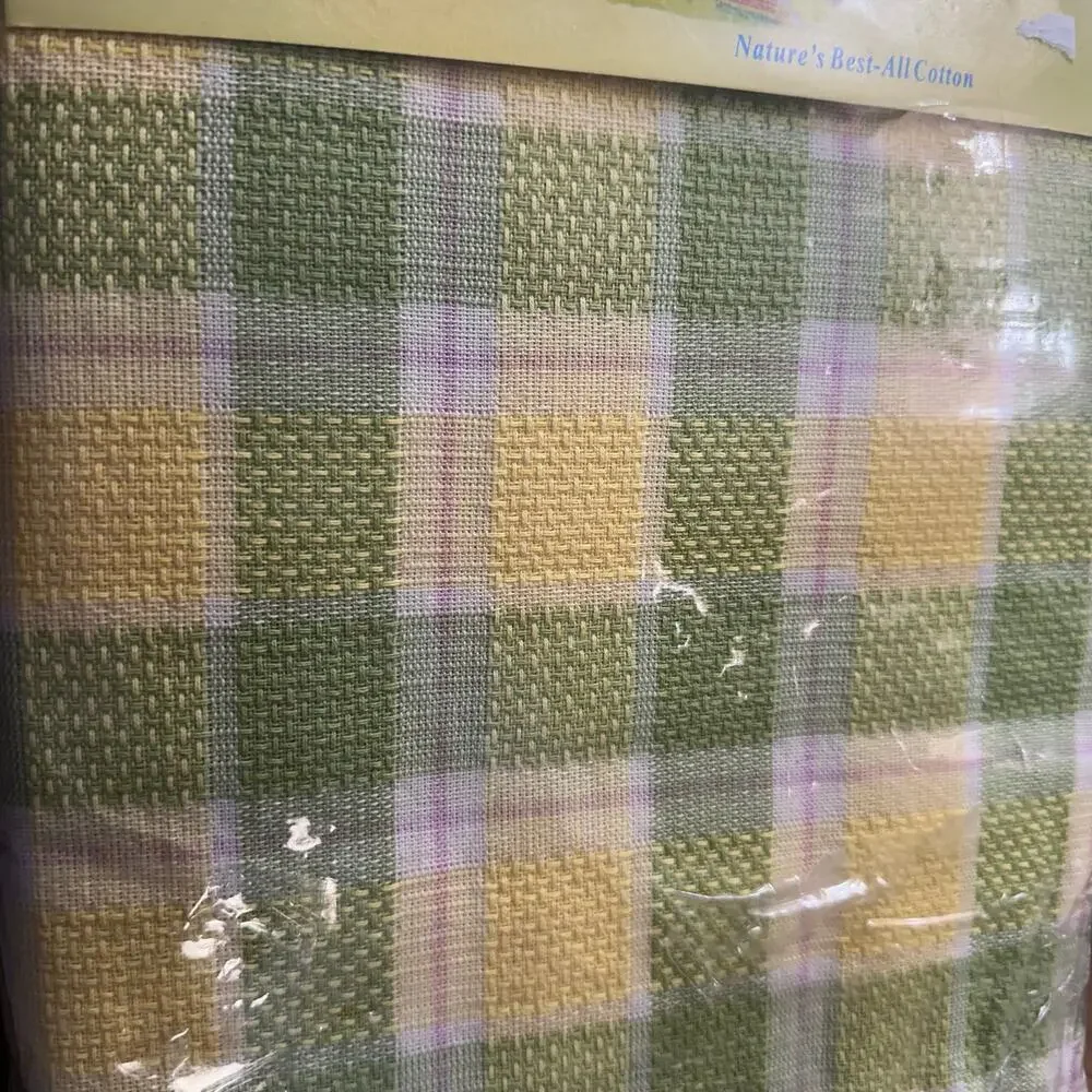 Cotton Park Cottage Plaid Pastel Color Yellow green 60x102
